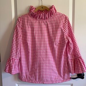 NWOT Elizabeth Wilson Pink and White Gingham Blouse
